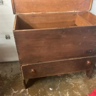 Primitive storage chest from Connecticut, was a barn find