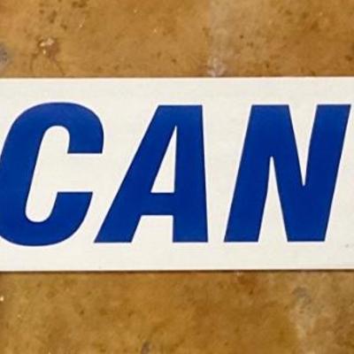 Painted metal vacancy / no vacancy sign. Blue on white