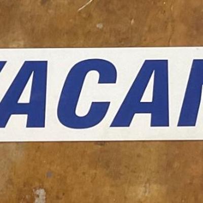 Painted metal vacancy / no vacancy sign. Blue on white