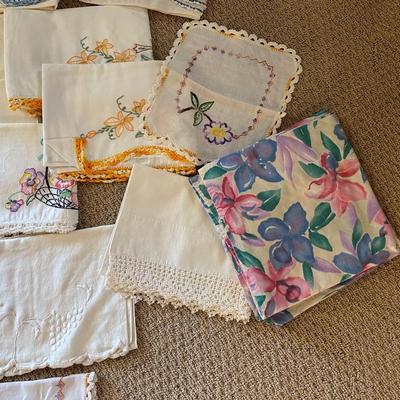 HAND EMBROIDERED PILLOWCASES AND DRESSER SCARVES