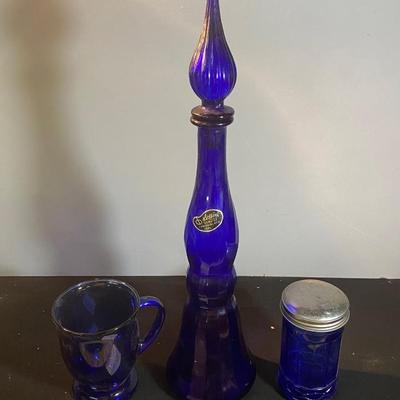 Vintage Rossini Italy Empoli Cobalt Blue Bottle and More