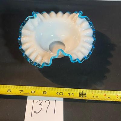 Vintage Fenton Aqua Crest Ruffled Bon Bon Dish