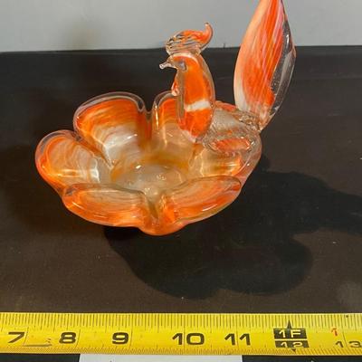 Vintage Art Glass Bird Ashtray Candy Dish