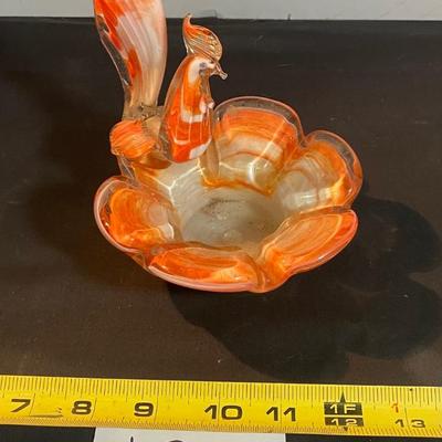 Vintage Art Glass Bird Ashtray Candy Dish