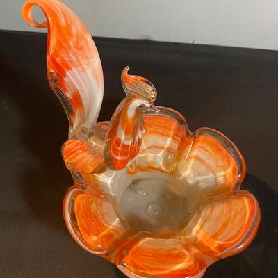 Vintage Art Glass Bird Ashtray Candy Dish