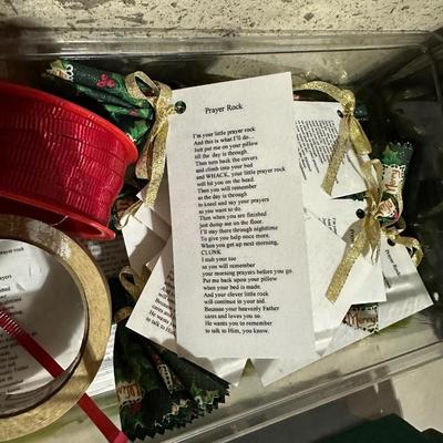 SEWING BASKET FULL OF NOTIONS AND CRAFT SUPPLIES PLUS A PAPER CUTTER
