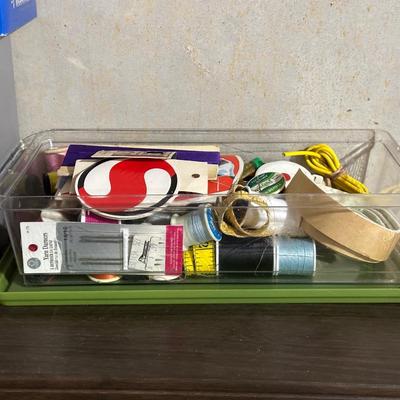 CRAFT SUPPLIES IN A DRAWER ORGANIZER, SEWING NOTIONS, CLOTHES IRON