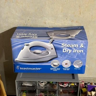 CRAFT SUPPLIES IN A DRAWER ORGANIZER, SEWING NOTIONS, CLOTHES IRON