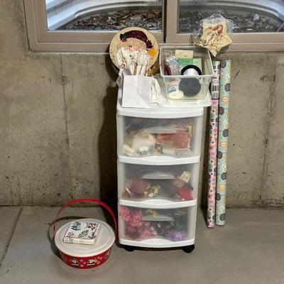 CRAFT SUPPLIES IN A DRAWER ORGANIZER AND GIFT WRAP SUPPLIES