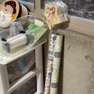 CRAFT SUPPLIES IN A DRAWER ORGANIZER AND GIFT WRAP SUPPLIES