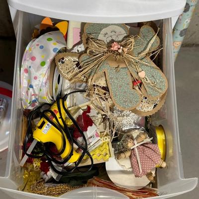CRAFT SUPPLIES IN A DRAWER ORGANIZER AND GIFT WRAP SUPPLIES