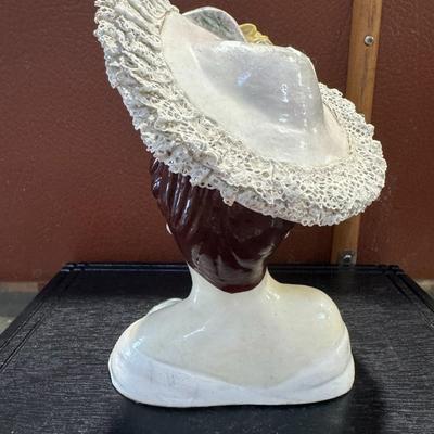 Latino Lady head vase - very detailed hat