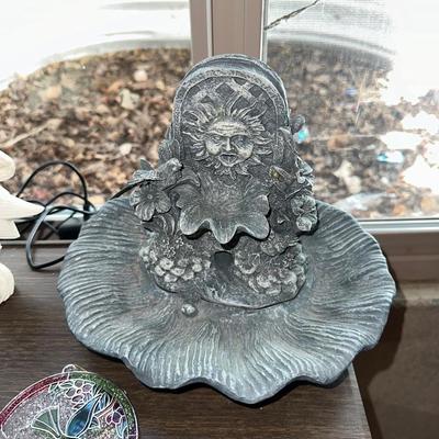 TABLE TOP FOUNTAIN, OWL LAMP AND OTHER OWL FIGURES