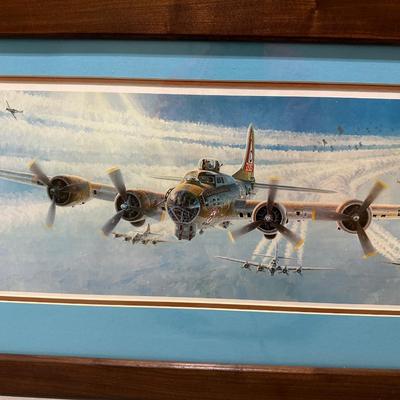 FRAMED AIRPLANE, AVIATION BOOK AND WHEEL BACK CHAIR