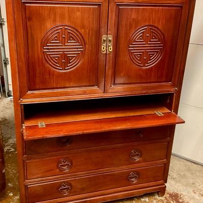 Asian mid century modern gentleman’s chest solid rose wood, very heavy