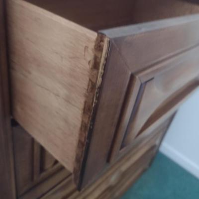 Wood Finish Tall Chest of Drawers