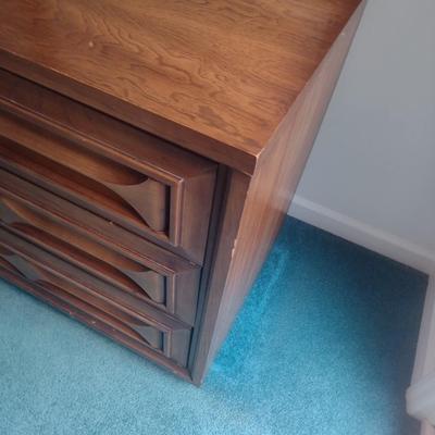 Wood Finish Six Drawer Stretch Dresser