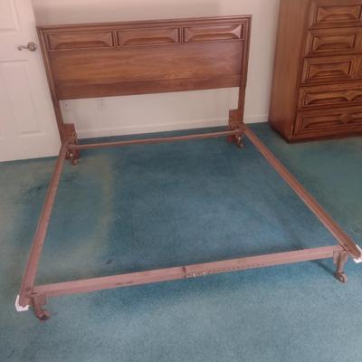 Queen Sized Headboard with Metal Mattress Frame