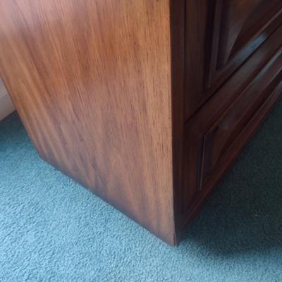 Wood Finish Two Drawer Bedside Dresser