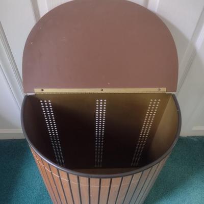 Wood Finish Half-Moon Clothes Hamper