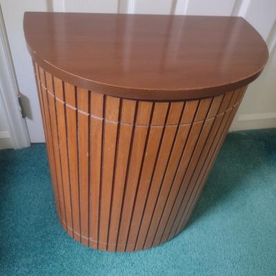 Wood Finish Half-Moon Clothes Hamper