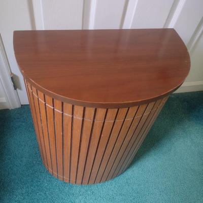 Wood Finish Half-Moon Clothes Hamper
