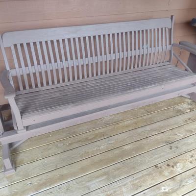 Large Wood Slat Porch Glider