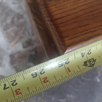 Solid Wood Oak Side Table with Glass Top