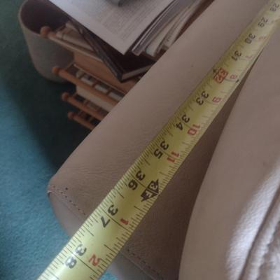 Leather Overstuffed Double Cushion Couch