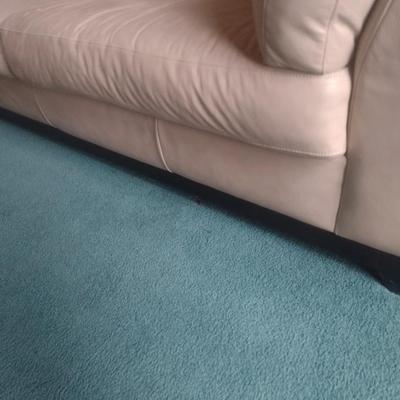 Leather Overstuffed Double Cushion Couch