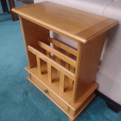 Solid Wood Oak Side Table Book Stand