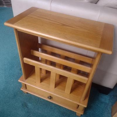 Solid Wood Oak Side Table Book Stand