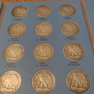 Liberty Standing Silver Half-Dollar Coin Collection 1937-1947