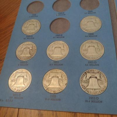 Benjamin Franklin Silver Half-Dollar Coin Collection 1948-1963