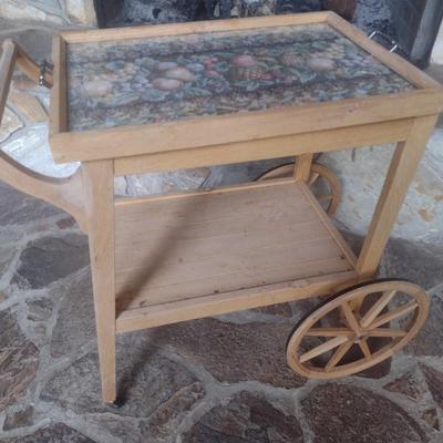 Wood Butler Top Tea Cart