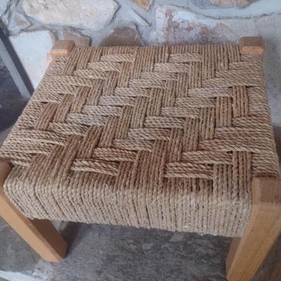 Wood Frame Rope Weave Foot Stool