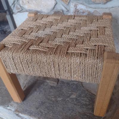 Wood Frame Rope Weave Foot Stool