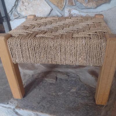 Wood Frame Rope Weave Foot Stool