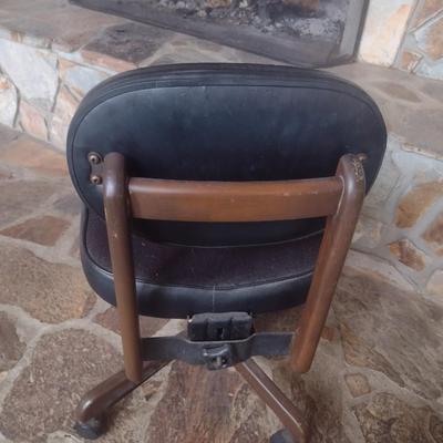 Wood Framed Office Chair with Upholstered Seat and Back