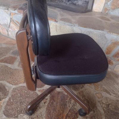 Wood Framed Office Chair with Upholstered Seat and Back