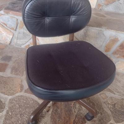 Wood Framed Office Chair with Upholstered Seat and Back