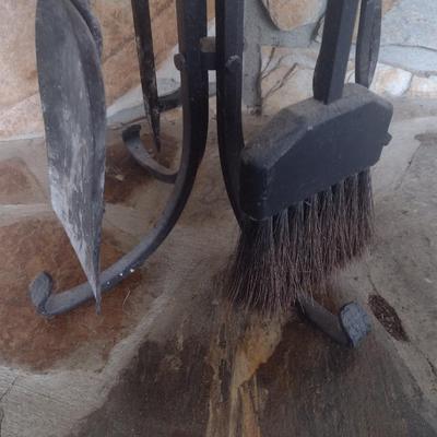 Heavy Wrought Metal Fireplace Tool Set