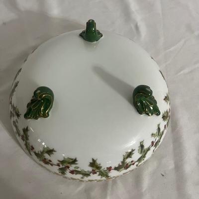 Footed Ceramic Christmas Bowl & Three Candles (DR-MG)