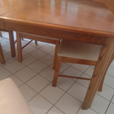 Solid Wood Dining Table with Eight Matching Chairs