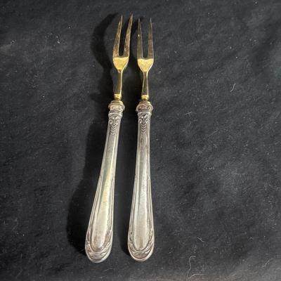Limoges China & Two Sterling Serving Forks (DR-MG)