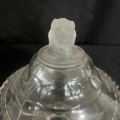 Frosted Lion-Head Finial Footed Candy Dish (DR-MG)