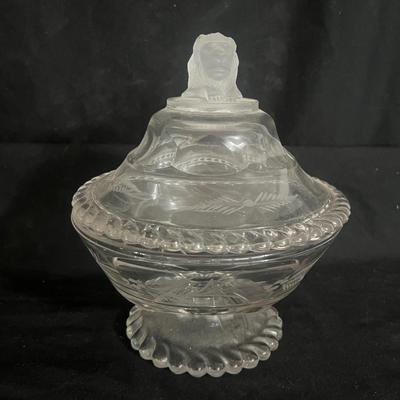 Frosted Lion-Head Finial Footed Candy Dish (DR-MG)