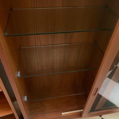 MCM Teak Glass Front Bookcase / Buffet Top