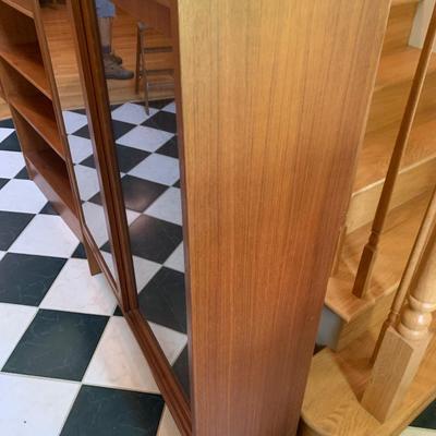 MCM Teak Glass Front Bookcase / Buffet Top