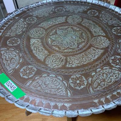 Mid Century Middle Eastern Brass Top Table